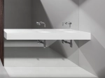 Plan vasque lavabo circulaire ⦰ 35 cm sur mesure Largeur 100 à 201 x P 40 à 51 cm Finition lisse 10 couleurs au choix, Anti bactérien Résine Akrytan® dans la masse Livraison Offerte.